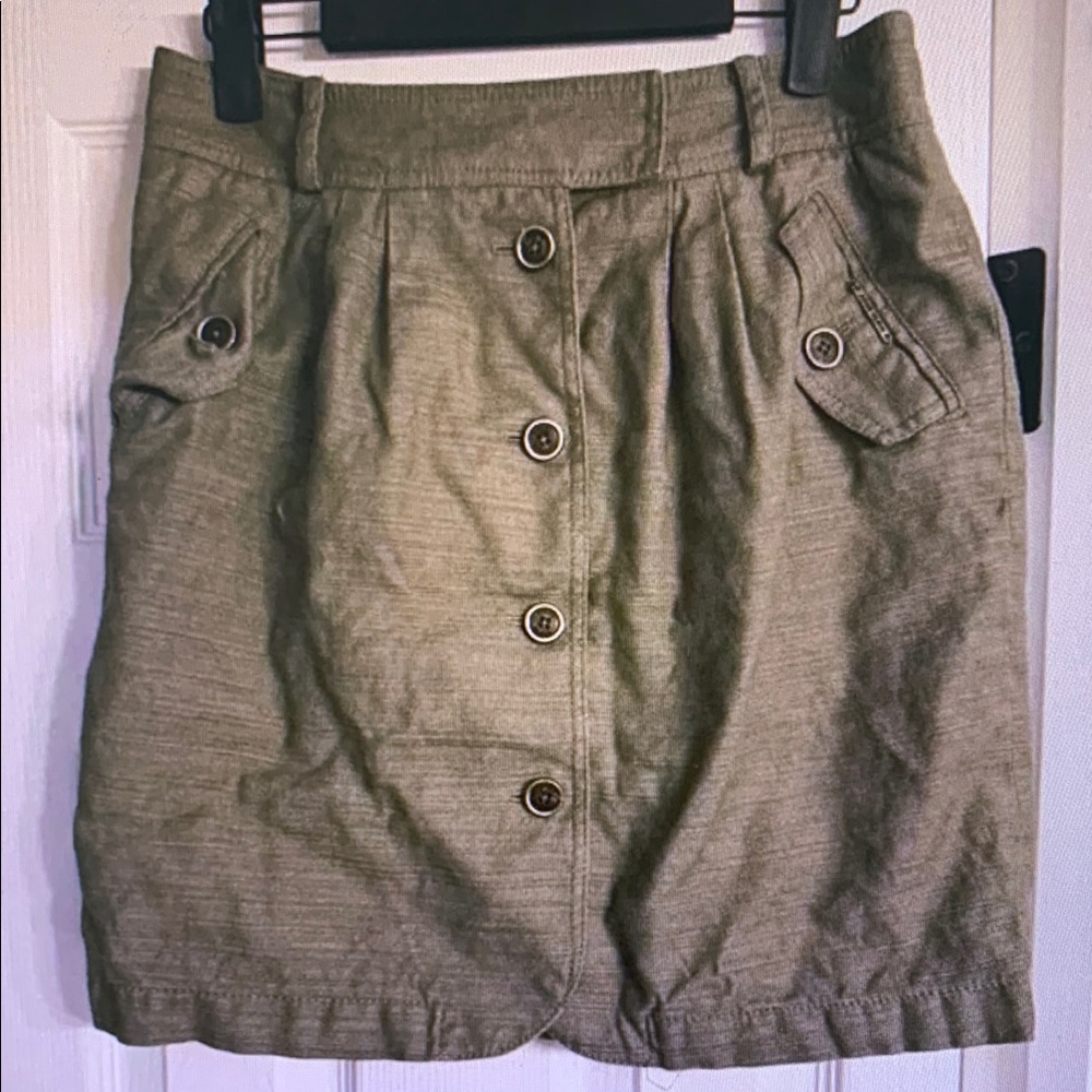 Olive Button-Front Women's Skirt